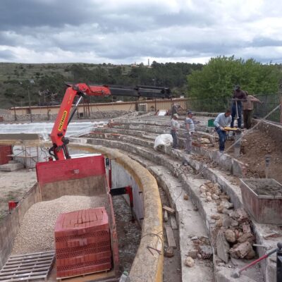 Reconstruccion de muro de la Plaza de toros de Pastrana